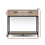 Artiss Hallway Console Table Hall Side Entry Display Desk Drawer Storage Oak LC-FURNI-SIDE01-OAK