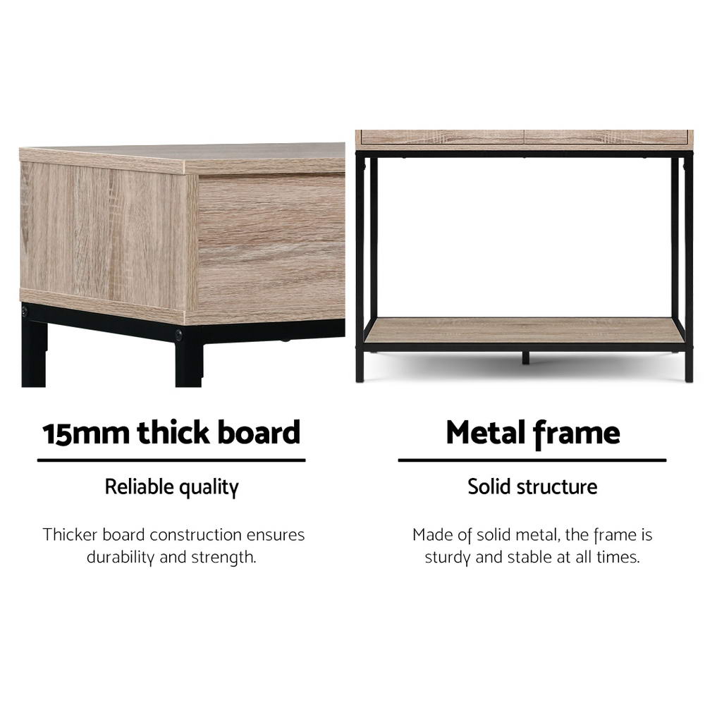 Artiss Hallway Console Table Hall Side Entry Display Desk Drawer Storage Oak LC-FURNI-SIDE01-OAK