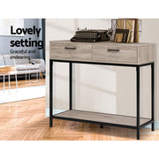 Artiss Hallway Console Table Hall Side Entry Display Desk Drawer Storage Oak LC-FURNI-SIDE01-OAK