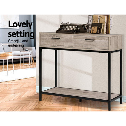 Artiss Hallway Console Table Hall Side Entry Display Desk Drawer Storage Oak LC-FURNI-SIDE01-OAK