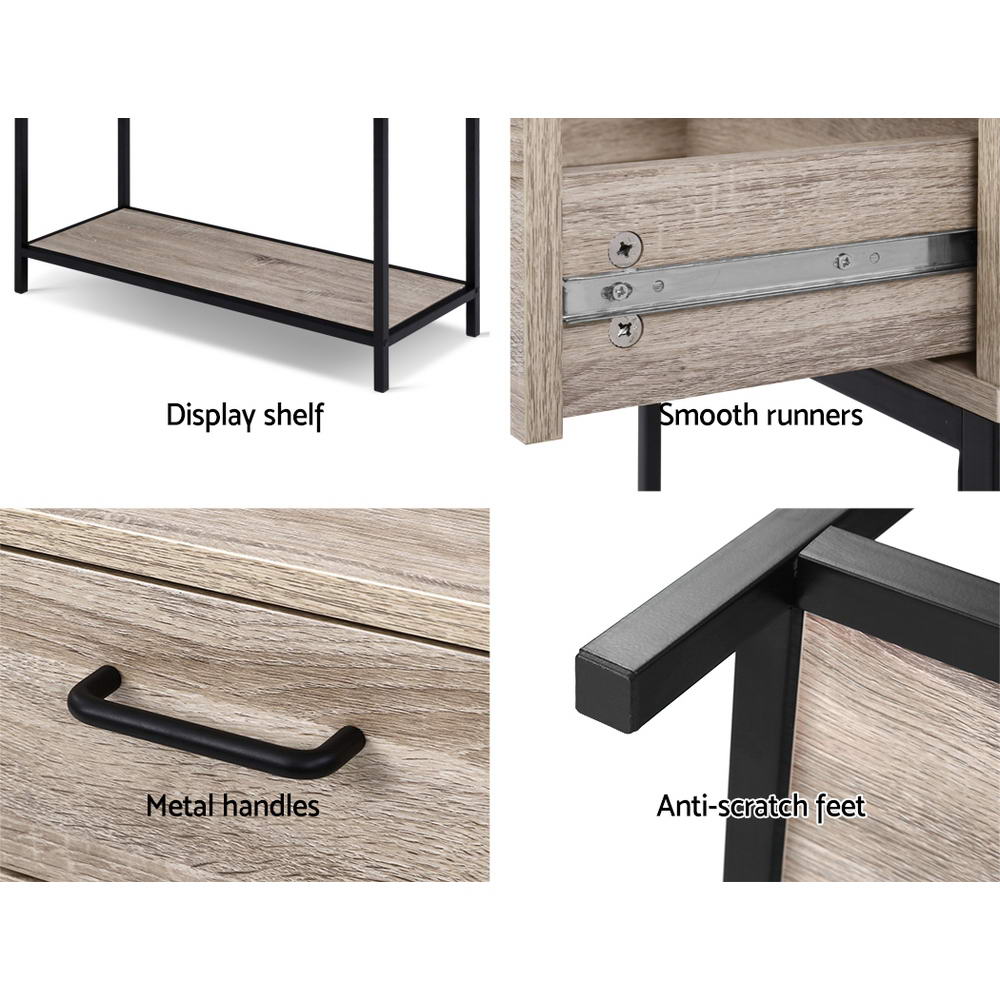 Artiss Hallway Console Table Hall Side Entry Display Desk Drawer Storage Oak LC-FURNI-SIDE01-OAK