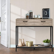 Artiss Hallway Console Table Hall Side Entry Display Desk Drawer Storage Oak LC-FURNI-SIDE01-OAK