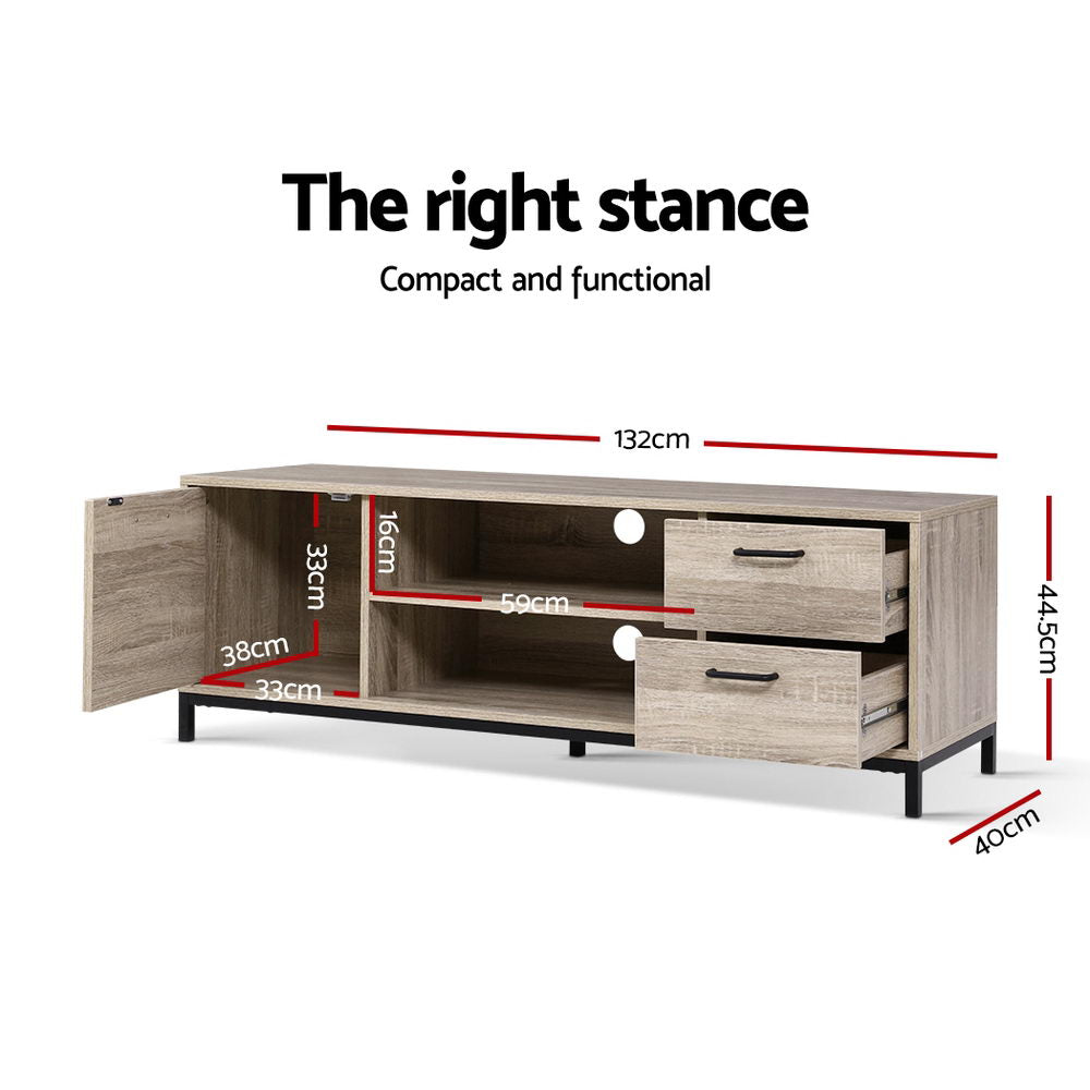 Artiss TV Cabinet Entertainment Unit 132cm Pine Tania LC-FURNI-TV01-OAK-AB