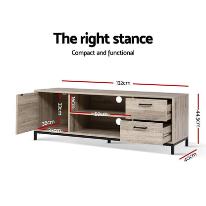 Artiss TV Cabinet Entertainment Unit 132cm Pine Tania LC-FURNI-TV01-OAK-AB