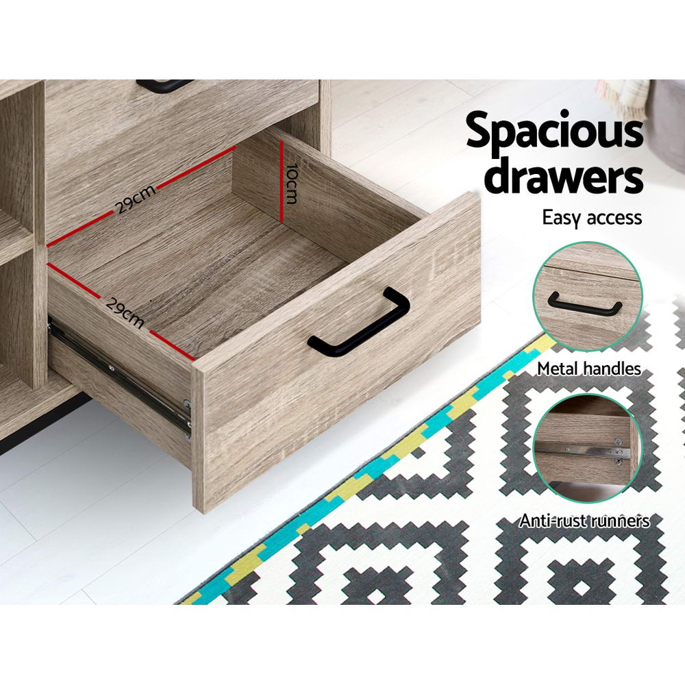 Artiss TV Cabinet Entertainment Unit 132cm Pine Tania LC-FURNI-TV01-OAK-AB