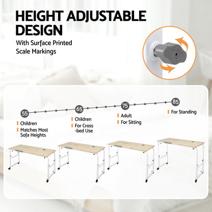 Artiss Mobile Laptop Desk Overbed Table Adjustable Computer Stand Bedside Cart LD-FWS10-2-MA