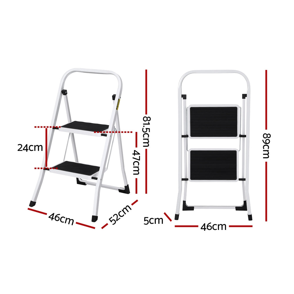Giantz 2 Step Ladder Multi-Purpose Folding Steel Light Weight Platform LD-STEEL-2STEP