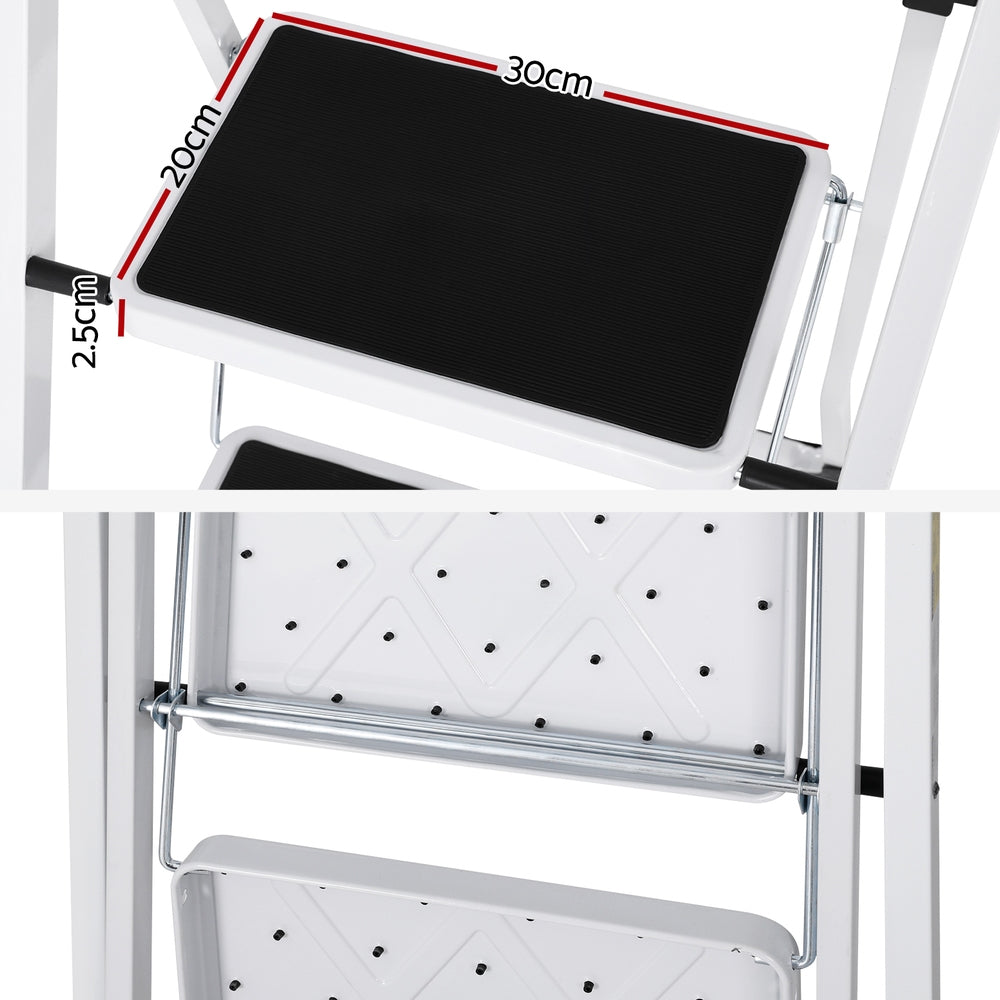 Giantz 2 Step Ladder Multi-Purpose Folding Steel Light Weight Platform LD-STEEL-2STEP