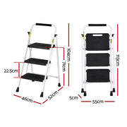 Giantz 3 Step Ladder Multi-Purpose Folding Steel Light Weight Platform LD-STEEL-3STEP