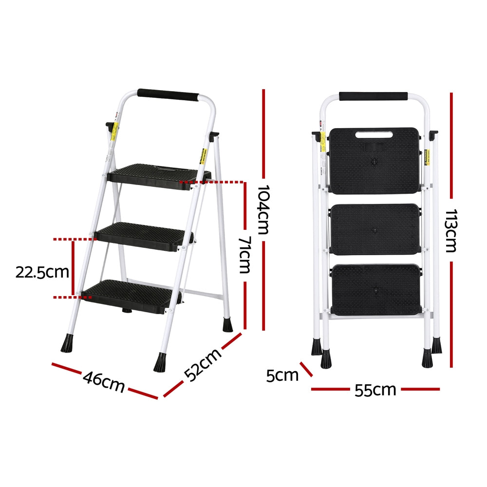 Giantz 3 Step Ladder Multi-Purpose Folding Steel Light Weight Platform LD-STEEL-3STEP