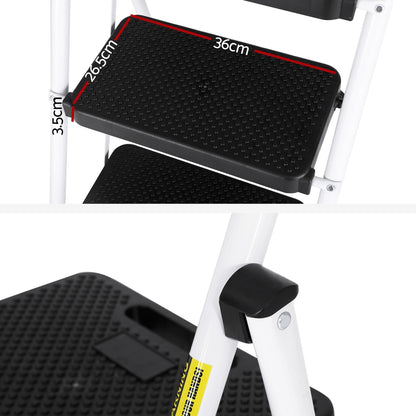 Giantz 3 Step Ladder Multi-Purpose Folding Steel Light Weight Platform LD-STEEL-3STEP