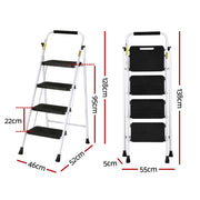 Giantz 4 Step Ladder Multi-Purpose Folding Steel Light Weight Platform LD-STEEL-4STEP