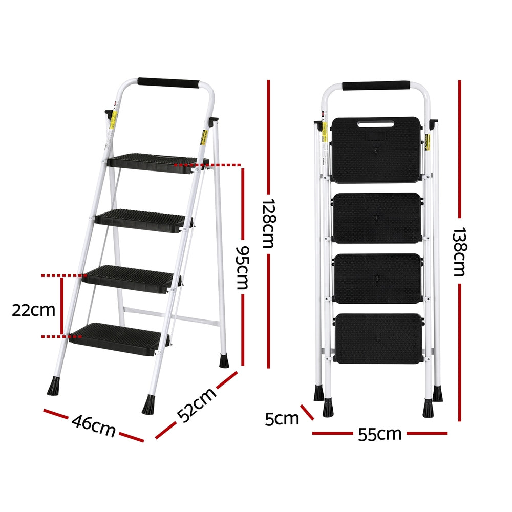 Giantz 4 Step Ladder Multi-Purpose Folding Steel Light Weight Platform LD-STEEL-4STEP