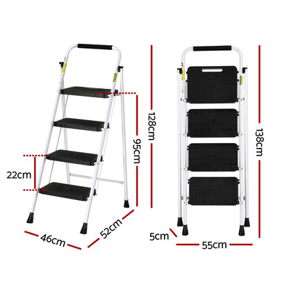 Giantz 4 Step Ladder Multi-Purpose Folding Steel Light Weight Platform LD-STEEL-4STEP