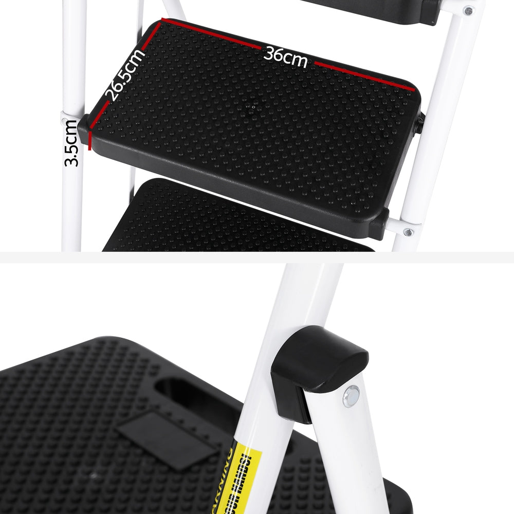 Giantz 4 Step Ladder Multi-Purpose Folding Steel Light Weight Platform LD-STEEL-4STEP