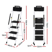 Giantz 4 Step Ladder Multi-Purpose Folding Steel Platform Tool Bag Handrails LD-STEEL-4STEP-TB