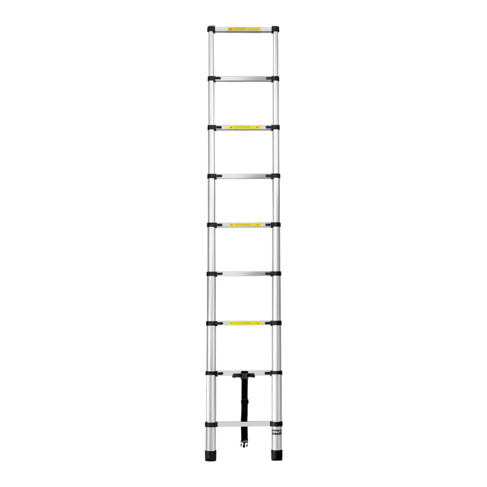 Giantz 2.6M Telescopic Ladder Aluminium Extension Extendable Steps Adjustable Height LD-TLCP-ALU-S-2.6M