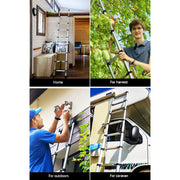 Giantz 2.6M Telescopic Ladder Aluminium Extension Extendable Steps Adjustable Height LD-TLCP-ALU-S-2.6M
