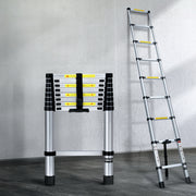 Giantz 2.6M Telescopic Ladder Aluminium Extension Extendable Steps Adjustable Height LD-TLCP-ALU-S-2.6M