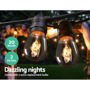 20m LED Festoon String Lights Outdoor Christmas Wedding Waterproof Garden Decor LIGHT-A-S14-20-WW