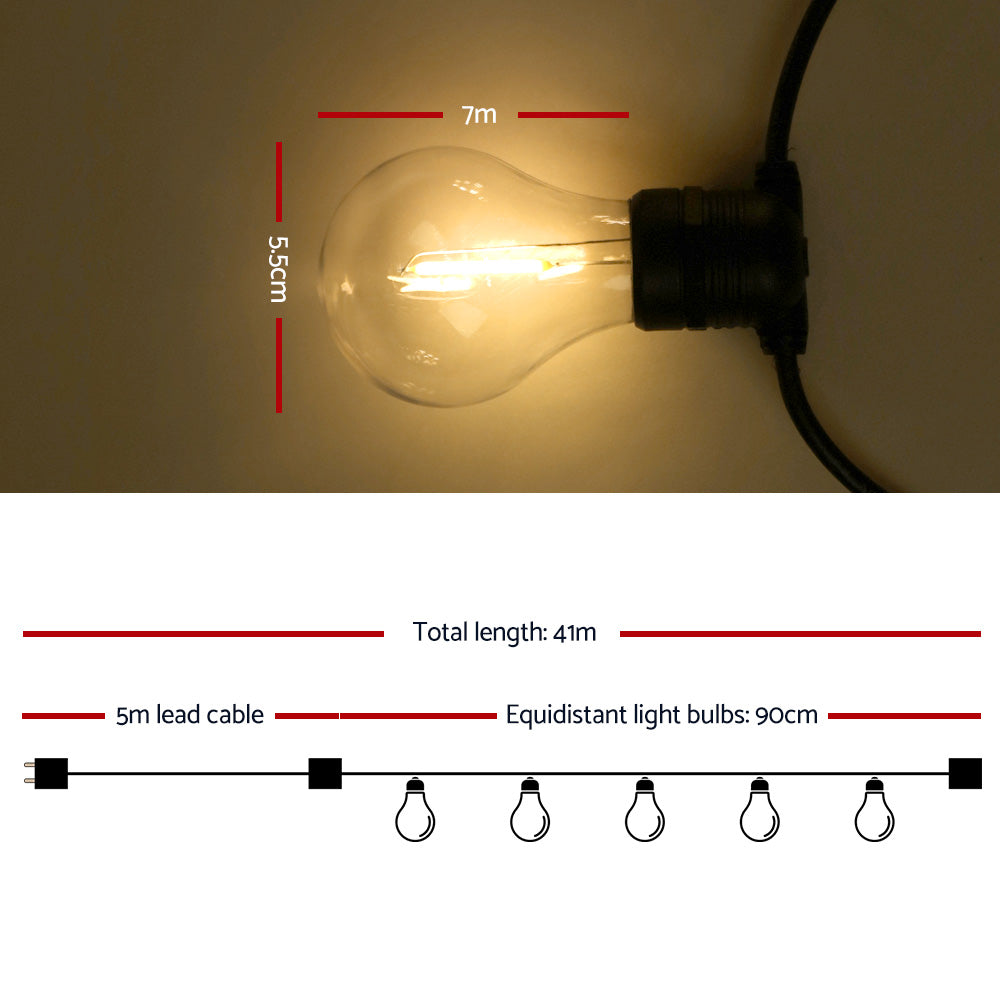 41m LED Festoon String Lights Outdoor Christmas Decorations Wedding Garden Party LIGHT-B-A19-40-WW