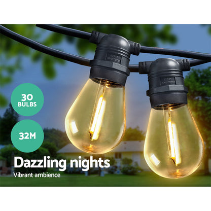 32m LED Festoon String Lights Christmas Decorations Wedding Party Outdoor Garden LIGHT-B-S14-30-WW