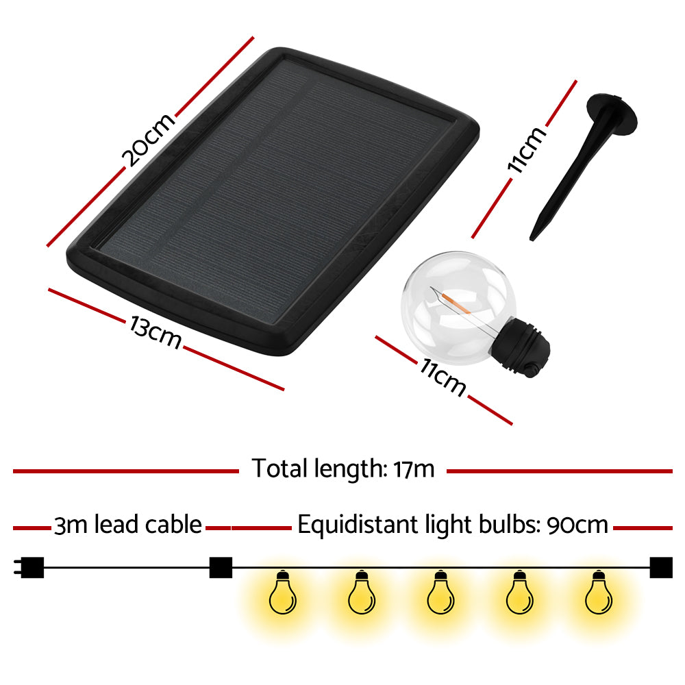 17m Solar Festoon Lights Outdoor LED String Light Christmas Wedding Decor 2 Pack LIGHT-B-SOLAR-G45-15-WWX2