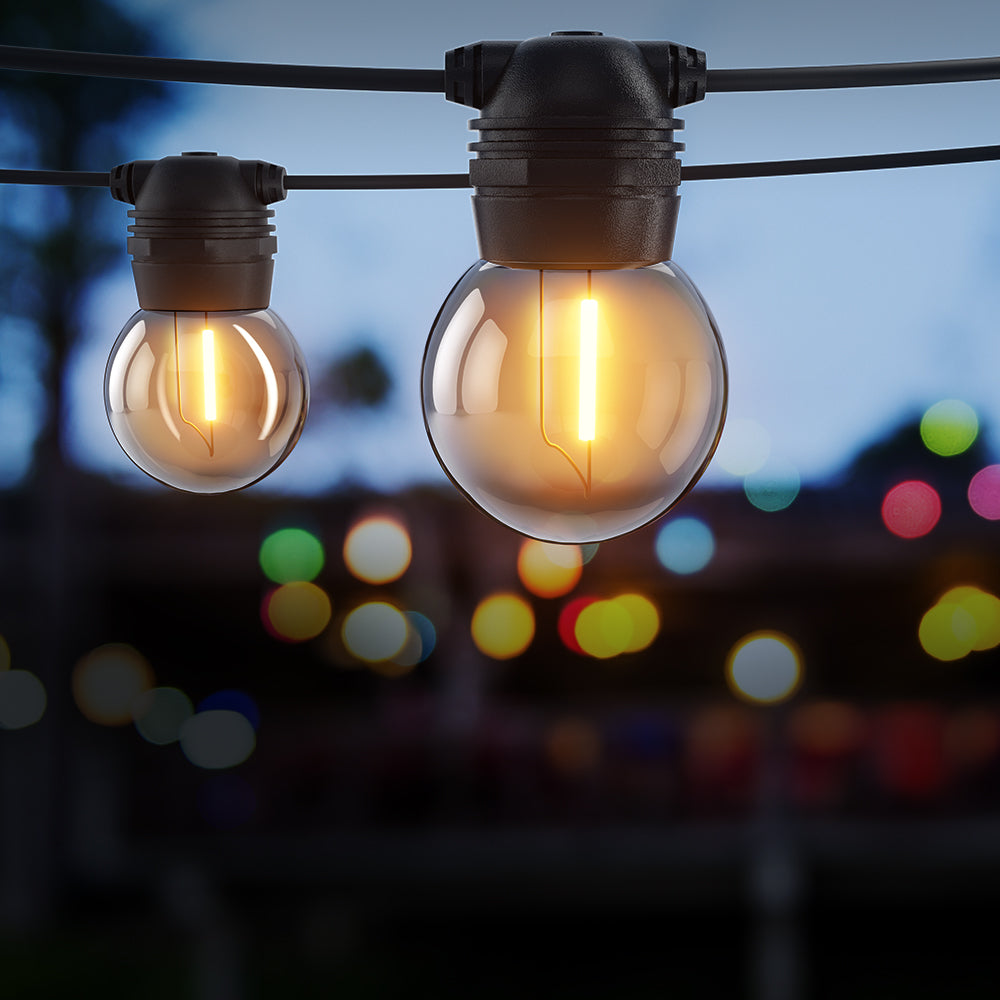 23m Solar Festoon Lights Outdoor LED String Light Xmas Wedding Garden Party LIGHT-B-SOLAR-G45-20-WW