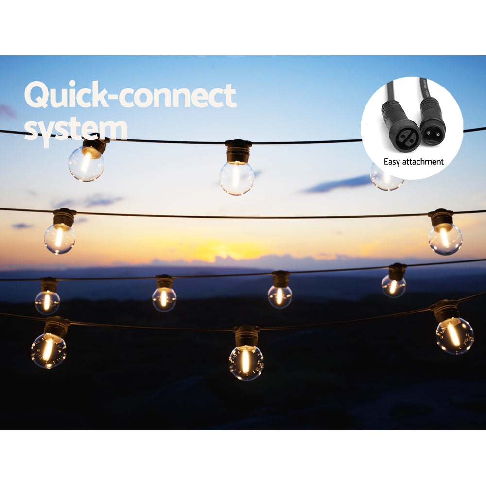 50m Solar Festoon Lights Outdoor LED String Light Xmas Wedding Garden Party LIGHT-B-SOLAR-G45-50-WW