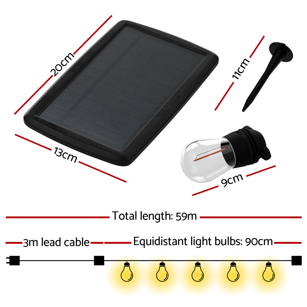 59m Solar Festoon Lights Outdoor LED String Light Christmas Party Decorations LIGHT-B-SOLAR-S14-60-WW