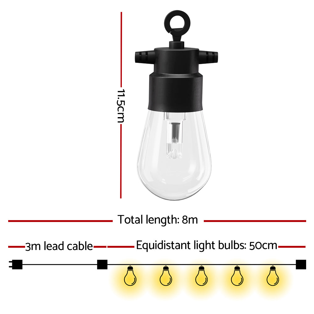 Gardeon RGB Smart Festoon Lights Outdoor LED String Lights Waterproof WiFi APP LIGHT-RGB-S14-10-MC