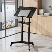 Artiss Mobile Lectern Stand, Adjustable Sit-to-Stand Presentation Podium w/ Wheels Black