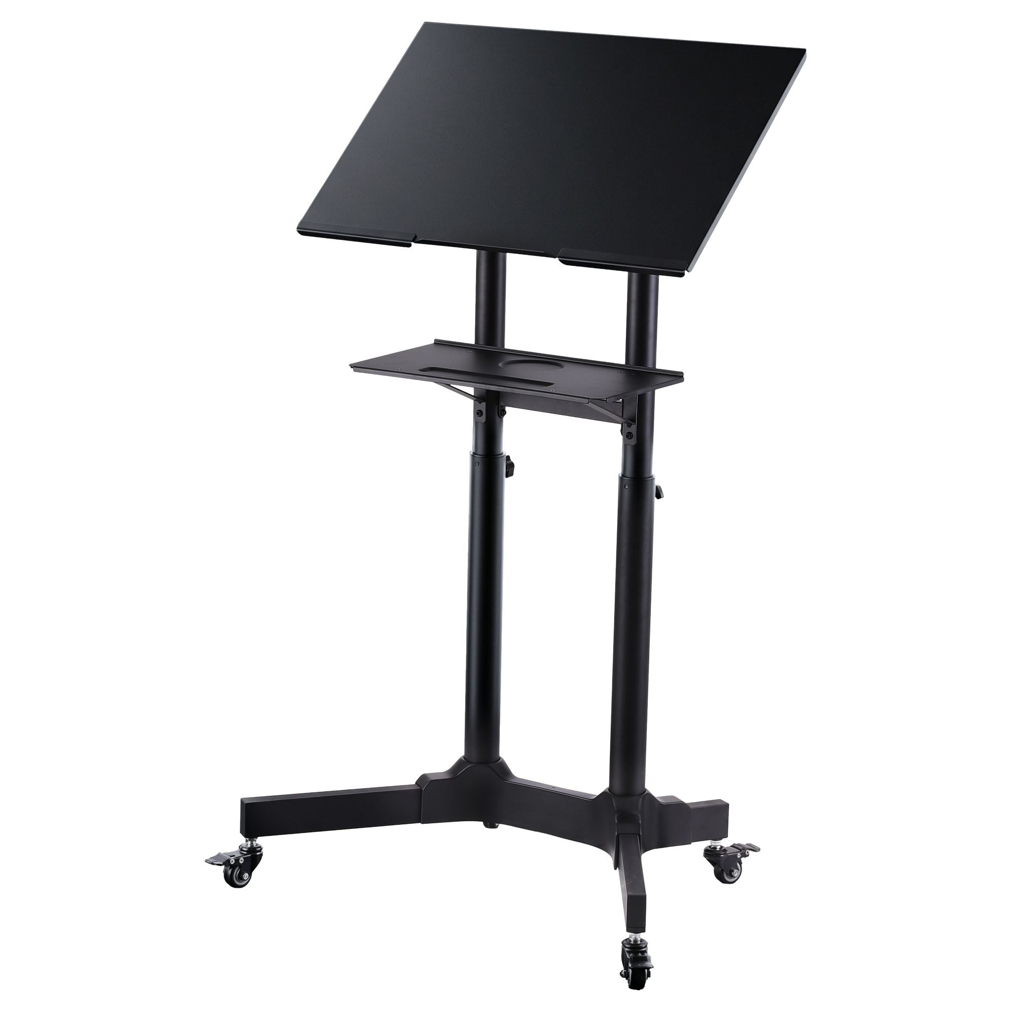 Artiss Mobile Lectern Stand, Adjustable Sit-to-Stand Presentation Podium w/ Wheels Black