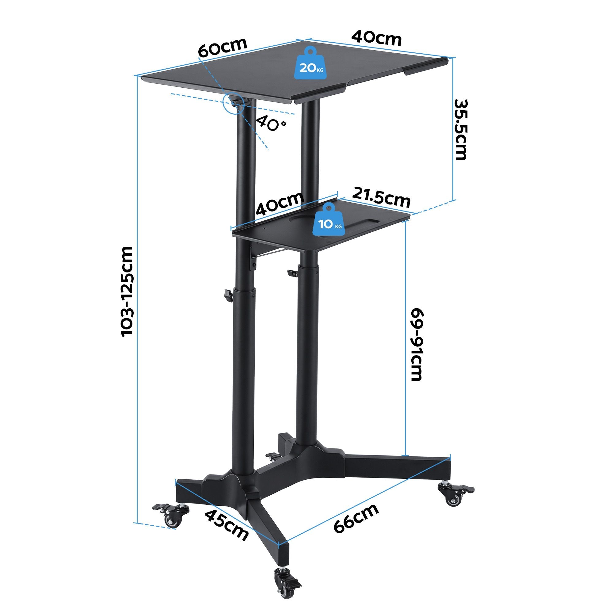 Artiss Mobile Lectern Stand, Adjustable Sit-to-Stand Presentation Podium w/ Wheels Black