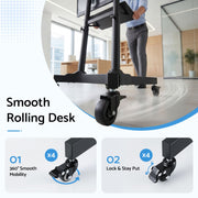 Artiss Mobile Lectern Stand, Adjustable Sit-to-Stand Presentation Podium w/ Wheels Black