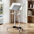 Artiss Mobile Lectern Stand, Adjustable Sit-to-Stand Presentation Podium w/ Wheels White