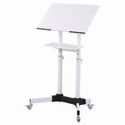 Artiss Mobile Lectern Stand, Adjustable Sit-to-Stand Presentation Podium w/ Wheels White