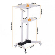 Artiss Mobile Lectern Stand, Adjustable Sit-to-Stand Presentation Podium w/ Wheels White