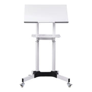 Artiss Mobile Lectern Stand, Adjustable Sit-to-Stand Presentation Podium w/ Wheels White