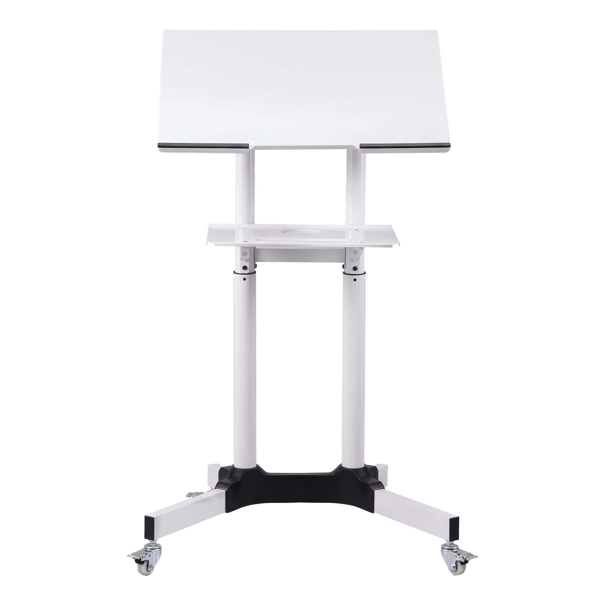 Artiss Mobile Lectern Stand, Adjustable Sit-to-Stand Presentation Podium w/ Wheels White