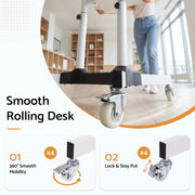 Artiss Mobile Lectern Stand, Adjustable Sit-to-Stand Presentation Podium w/ Wheels White