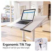 Artiss Mobile Lectern Stand, Adjustable Sit-to-Stand Presentation Podium w/ Wheels White