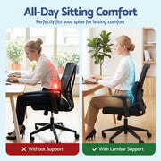 Artiss Lumbar Support Pillow for Office Chair and Car Ergonomic Memory Foam Lumbar Pillow for Lower Back, Breathable Back Support Pillow for Car Seat, Bed and Recliner