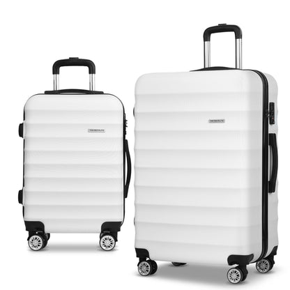 Wanderlite 2Set 20-28 Inch Luggage with TSA Lock Spinner Travel Suitcase Carry On Hard Shell Luggage Case LUG-ABS-AJ-2SET-WH