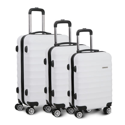 Wanderlite 3Set 20-24-28 Inch Luggage with TSA Lock Spinner Travel Suitcase Carry On Hard Shell Luggage Case LUG-ABS-AJ-3SET-WH