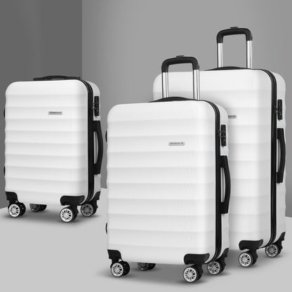 Wanderlite 3Set 20-24-28 Inch Luggage with TSA Lock Spinner Travel Suitcase Carry On Hard Shell Luggage Case LUG-ABS-AJ-3SET-WH