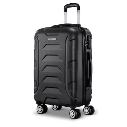 Wanderlite 20 Inch Luggage with Zipper Lock Travel Suitcase Carry On Hard Shell Luggage Case Black LUG-ABS-BOS-20-BK