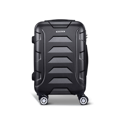 Wanderlite 20 Inch Luggage with Zipper Lock Travel Suitcase Carry On Hard Shell Luggage Case Black LUG-ABS-BOS-20-BK
