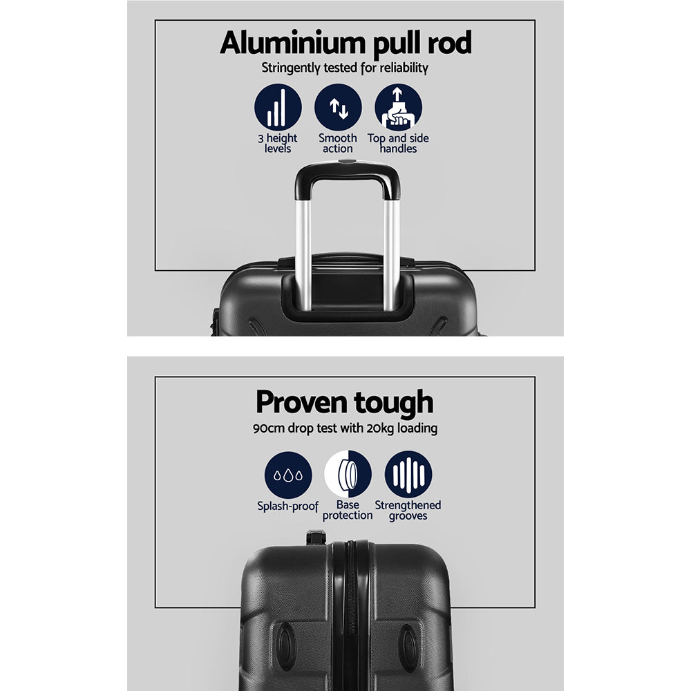 Wanderlite 20 Inch Luggage with Zipper Lock Travel Suitcase Carry On Hard Shell Luggage Case Black LUG-ABS-BOS-20-BK