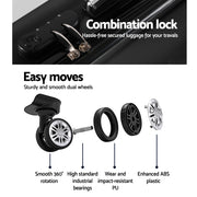 Wanderlite 20 Inch Luggage with Zipper Lock Travel Suitcase Carry On Hard Shell Luggage Case Black LUG-ABS-BOS-20-BK